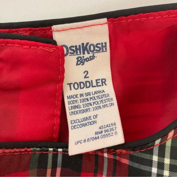 Oshkosh B’Gosh Red Tartan Plaid Holiday Christmas Black Bow Formal Dress - Picture 5 of 10